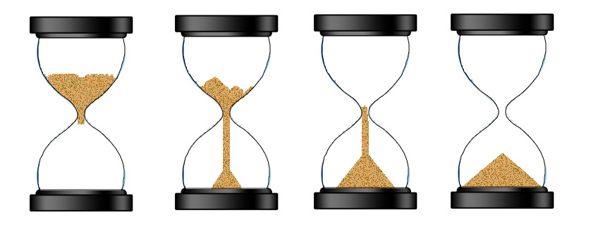 HTML5 Canvas â€“ An egg timer (hourglass) with animated falling sand